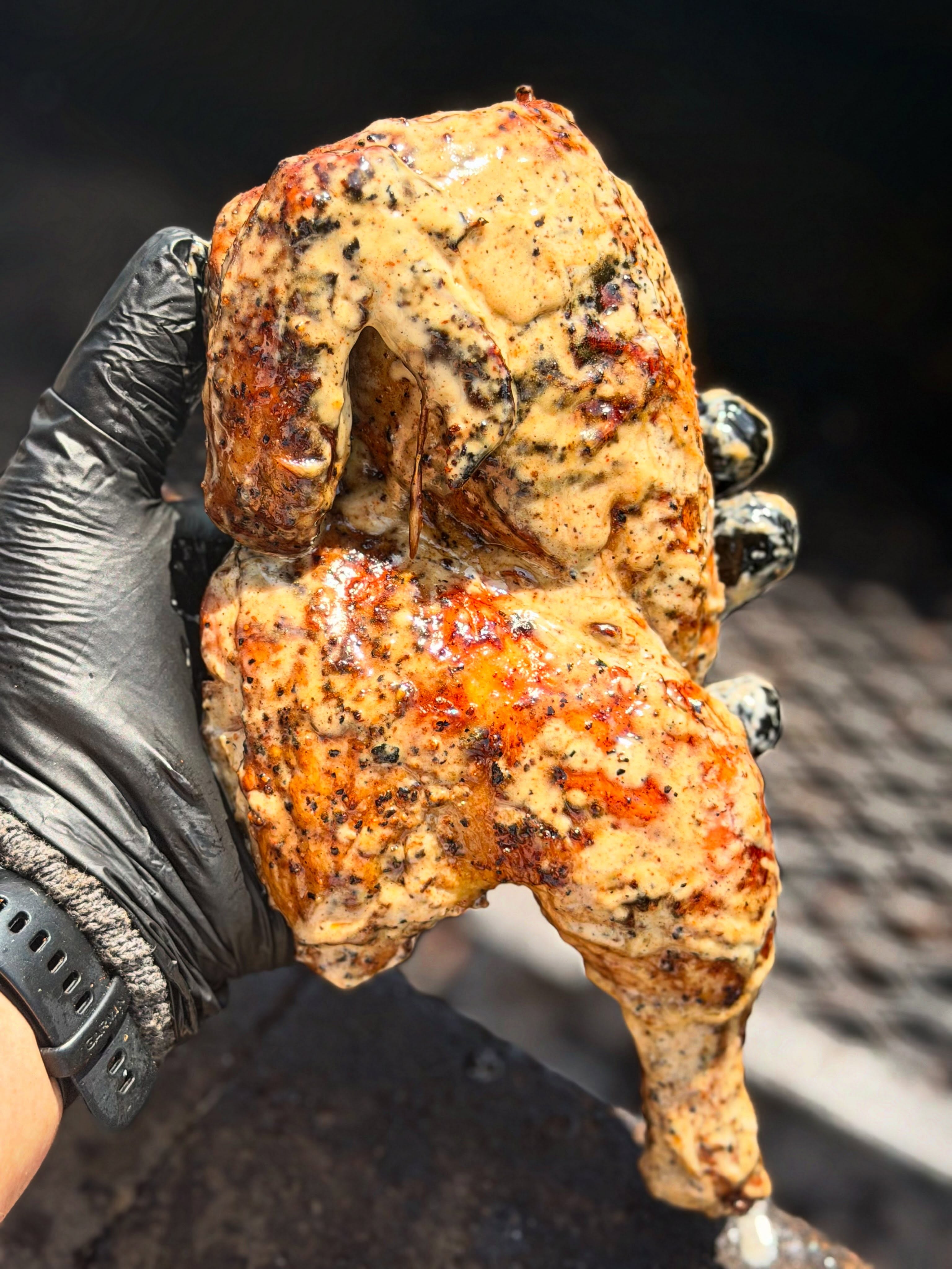 Smoked Alabama chicken from the smoker
