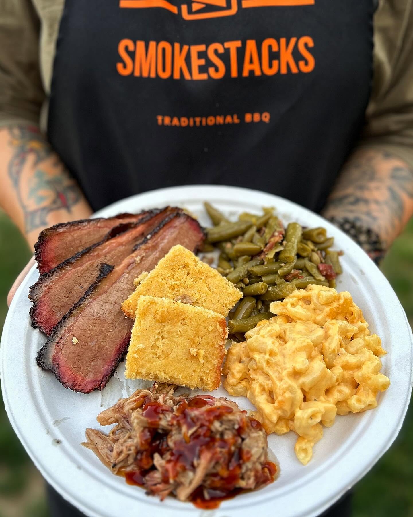 Smoked BBQ wedding plate with meat and sides